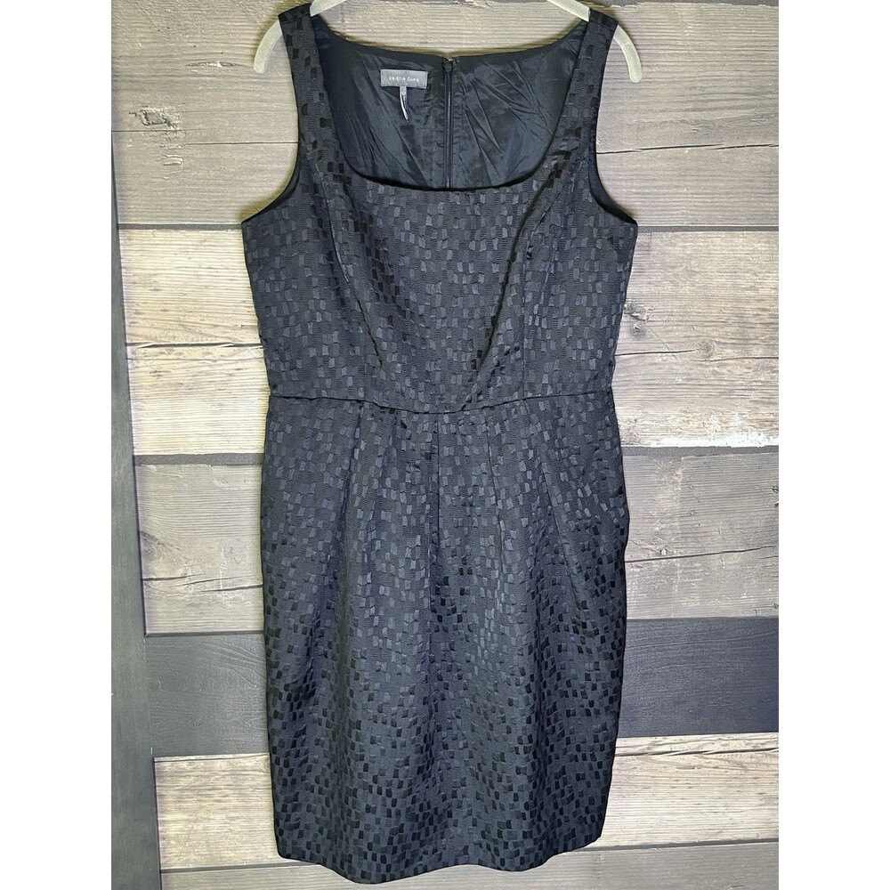 Kristen Davis SZ 12 Retro Style Sleeveless Black Midi Dress Pockets